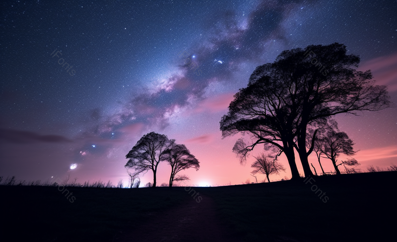 夜晚夜空中的星空银河紫红色夜景唯美的,高清,摄影图,摄影图片,图片大全,摄影图免费下载